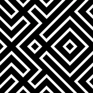 Black And White Pattern Vector. Geometric Retro Vintage Pattern. Stock Illustration