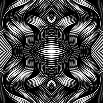 Black And White Pattern Vector. Geometric Retro Vintage Pattern. Stock Illustration