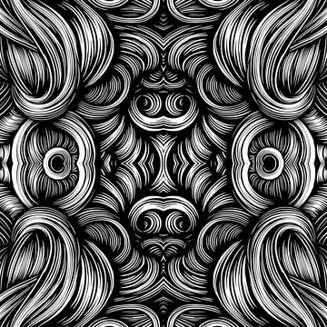 Black And White Pattern Vector. Geometric Retro Vintage Pattern. Stock Illustration