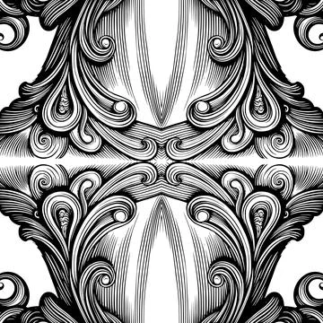 Black And White Pattern Vector. Geometric Retro Vintage Pattern. Stock Illustration