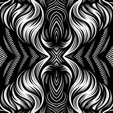 Black And White Pattern Vector. Geometric Retro Vintage Pattern. Stock Illustration