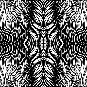 Black And White Pattern Vector. Geometric Retro Vintage Pattern. Stock Illustration