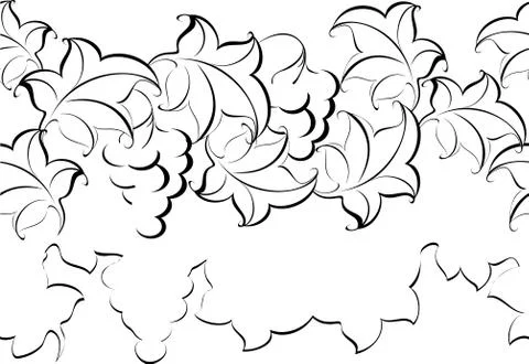 Black and white pattern from vine and leaves. EPS10 vector illustration Stock Illustration