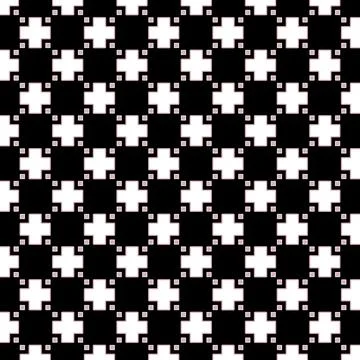 A black and white pattern with white crosses Stock Illustration