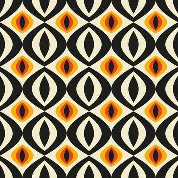 A black and white patterned rug with orange and yellow accents Stock Illustration