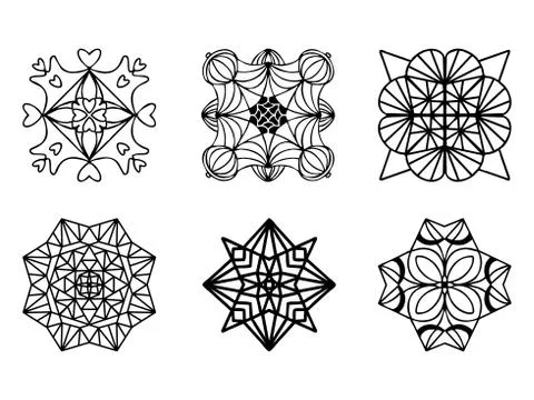 Black and white patterns. Coloring page. Stock Illustration