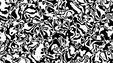 Black and white patterns looped chaotically moving in waves. Graphic 3d backgrou Video stock 247235917