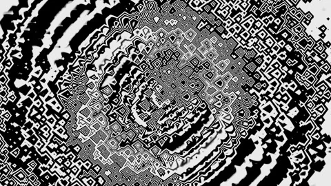 Black and white patterns move in wave from center in looped background. Abstract Stockbeeldmateriaal 247235902