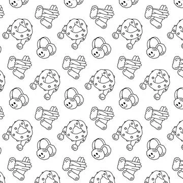 Black and white patterns with winter warm accessories. 스톡 일러스트