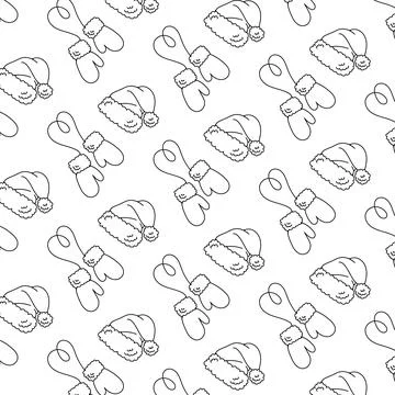 Black and white patterns with winter warm accessories. Stock Illustration