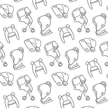 Black and white patterns with winter warm accessories. Stock Illustration