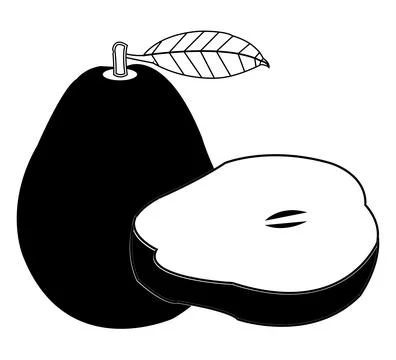Black and white Pears Vector Stock Illustration