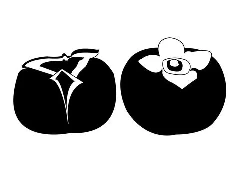 Black and white persimmon vector art design Stock Illustration