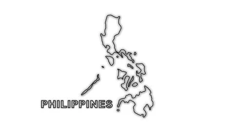 Black and White Philippines Map Outline Minimalist Monochrome Illustration Stock Illustration