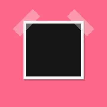 Black and white photo frames isolated on pink. Vintage style. Vector illustra Stock Illustration