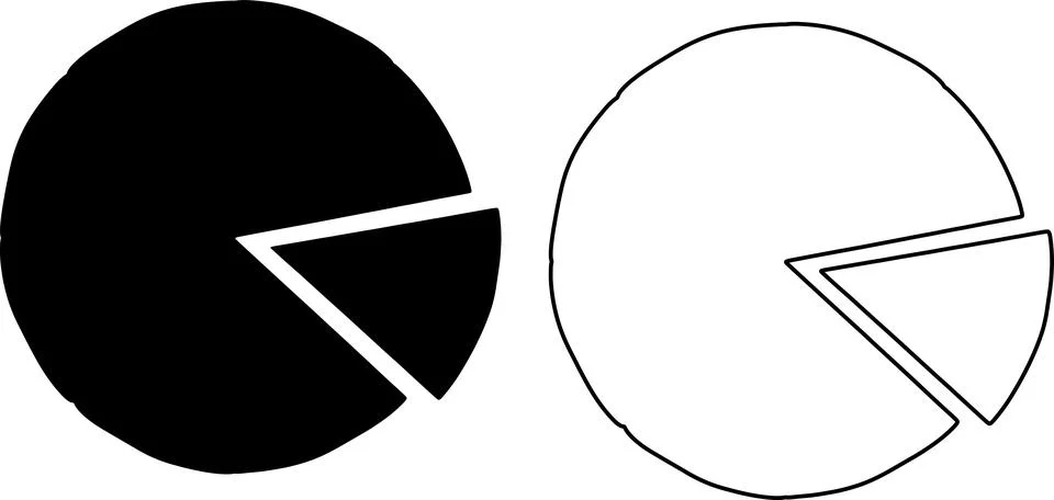 Black and white pie chart graphic Stock Illustration