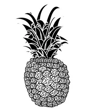 Black and white pineapple vector art design Stock Illustration