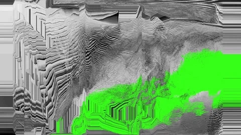 Black and white pixel motion glitch effect on green background, cut out, over Stock Footage 198596038