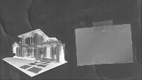 Black and white pixel pixelated maze with a path leading to a treasure chest Stock Illustration