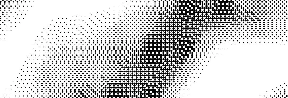 Black and white pixelated bitmap wave gradient. Dither spots background texture Stock Illustration