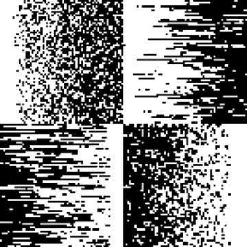 Black and white pixelation, pixel gradient mosaic, pixelated vector backgrounds Ilustração Stock