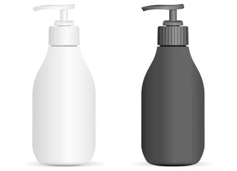 Black and White Plastic pump bottles set isolated Stock Illustration