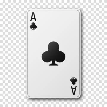 Black and white playing card Ace with a symbol or sign of clubs on a transp.. Stock Illustration