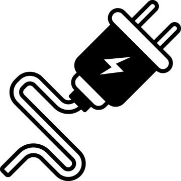 A black and white plug with a lightning bolt on it Illustrazione stock