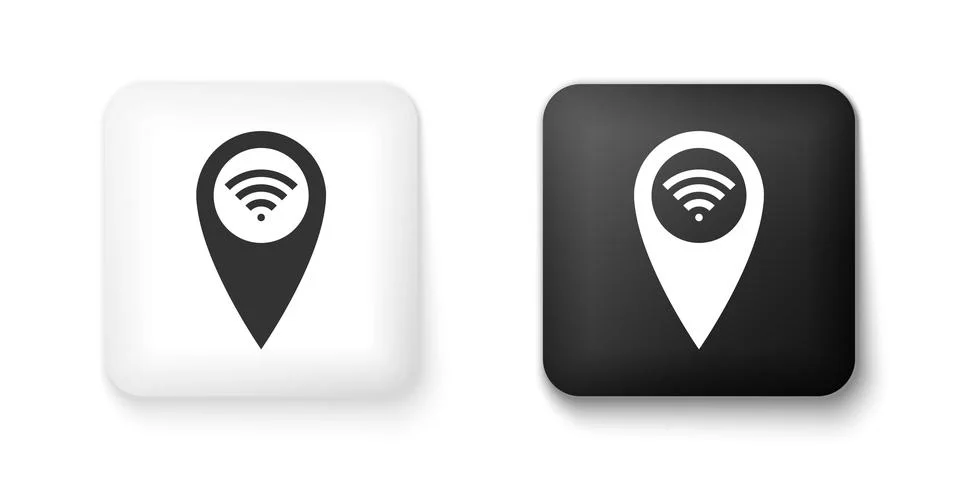 Black and white Pointer map with wifi internet signal connection icon isolated イラスト素材