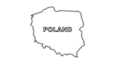 Black and White Poland Map Outline Minimalist Monochrome Illustration Stock Illustration