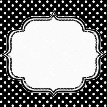 Black and white polka dot background with embroidery Illustrazione stock