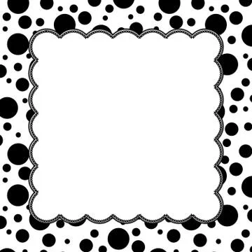 Black and white polka dot background with embroidery Stock Illustration