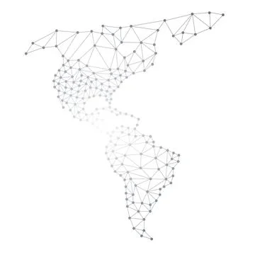 Black and White Polygonal Map of South and North America - Continent Wide D.. Stock Illustration