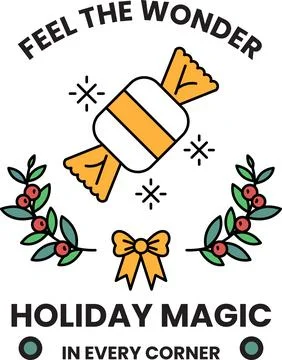 A black and white poster with a candy cane and a bow on it Stock Illustration