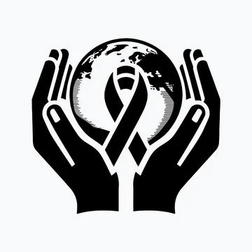 A black and white poster for  a world health. aids. cancer day, Stock Illustration