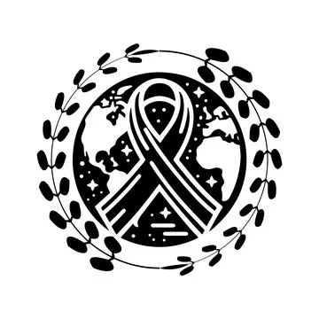 A black and white poster for  a world health. aids. cancer day, Stock Illustration