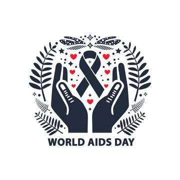A black and white poster for  a world health. aids. cancer day, Stock Illustration