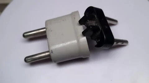 Black and white power plug isolated on a white background Stock Footage 255518785