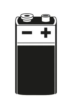 Black and white PP3 type battery Stock Illustration
