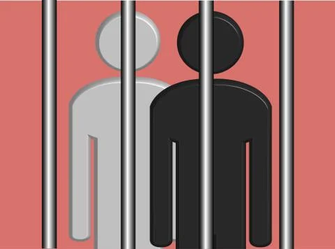 Black and White Prisoners 库存插图