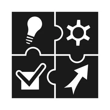 Black and white project development cycle concept イラスト素材