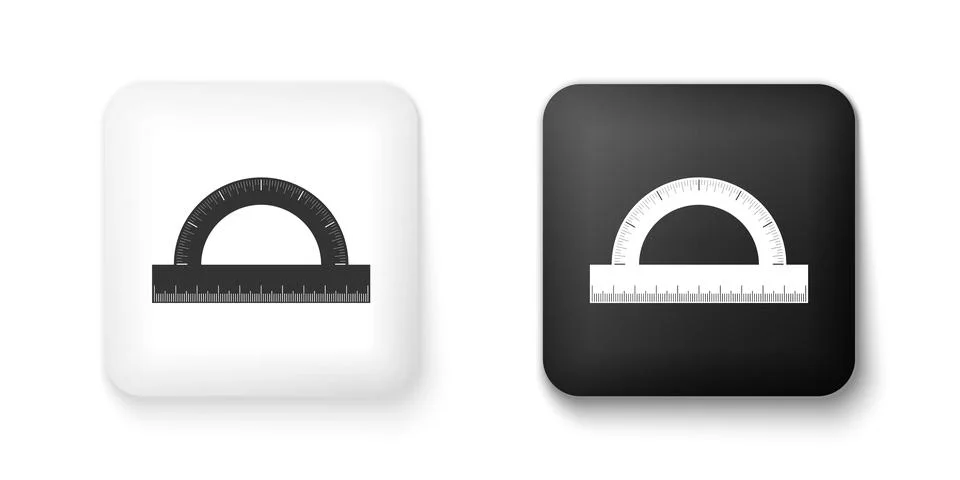 Black and white Protractor grid for measuring degrees icon isolated on white Stock Illustration