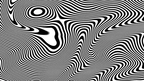 Black and white psychedelic background. Abstract wavy background animation Stock Footage 266795600