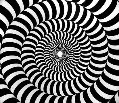 Black and white psychedelic hypnotic swirl pattern Stock Illustration