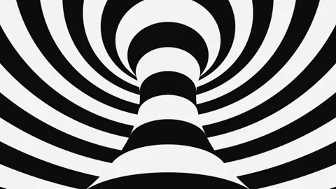 Black and white psychedelic optical illusion. Abstract hypnotic background. Stock Footage 115536757