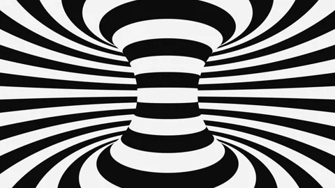 Black and white psychedelic optical illusion. Abstract hypnotic background. Stock Footage 115536763