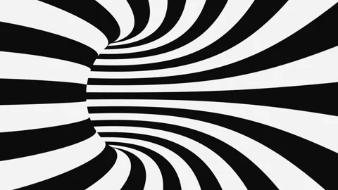Black and white psychedelic optical illusion. Abstract hypnotic background. Stock Footage 115536811
