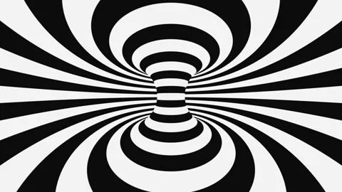 Black and white psychedelic optical illusion. Abstract hypnotic background. Stock Footage 115536907