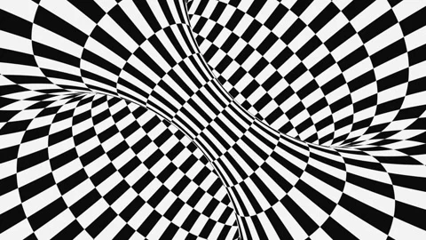 Black and white psychedelic optical illusion. Hypnotic checkered background. Stock Footage 115538991