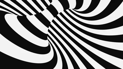 Black and white psychedelic optical illusion. Abstract hypnotic background. Stock Footage 115539004